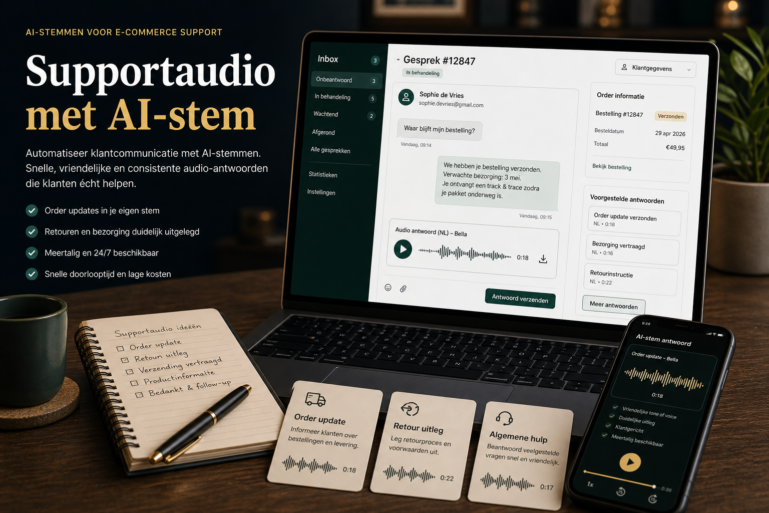 AI-stemmen voor e-commerce support: van tickets naar duidelijke audio-uitleg